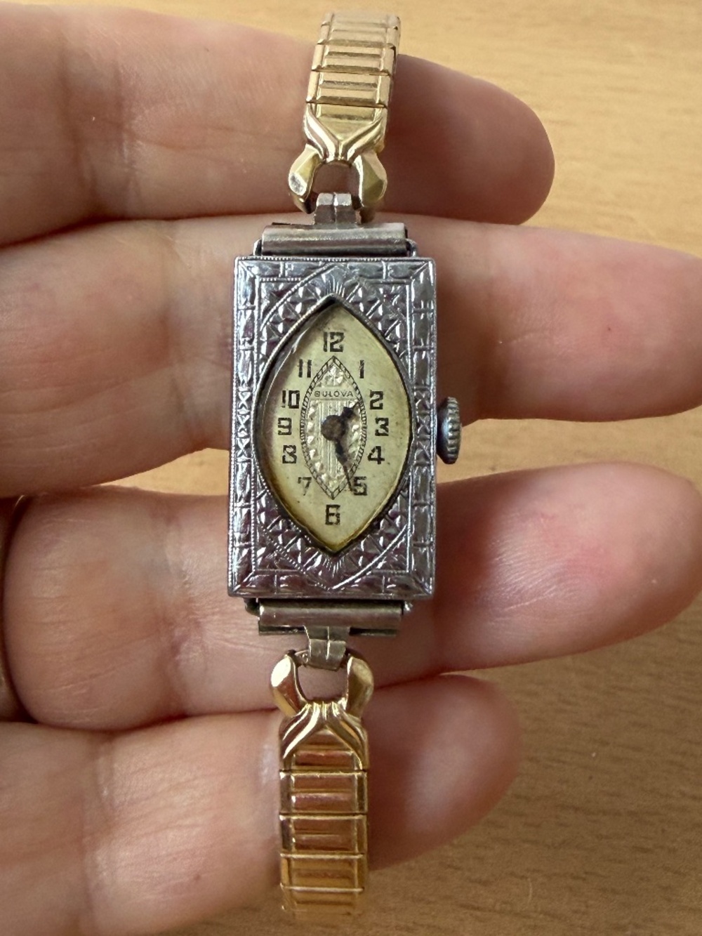 ANTIQUE ART DECO 1920’S BULOVA LADIES MECHANICAL WATCH TWO TONE WORKING UNIQUE